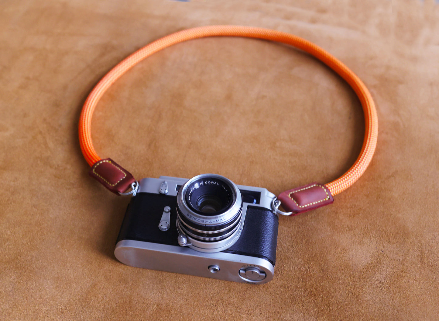 10mm Orange Climbing Rope Camera Strap Handmade by Windmup