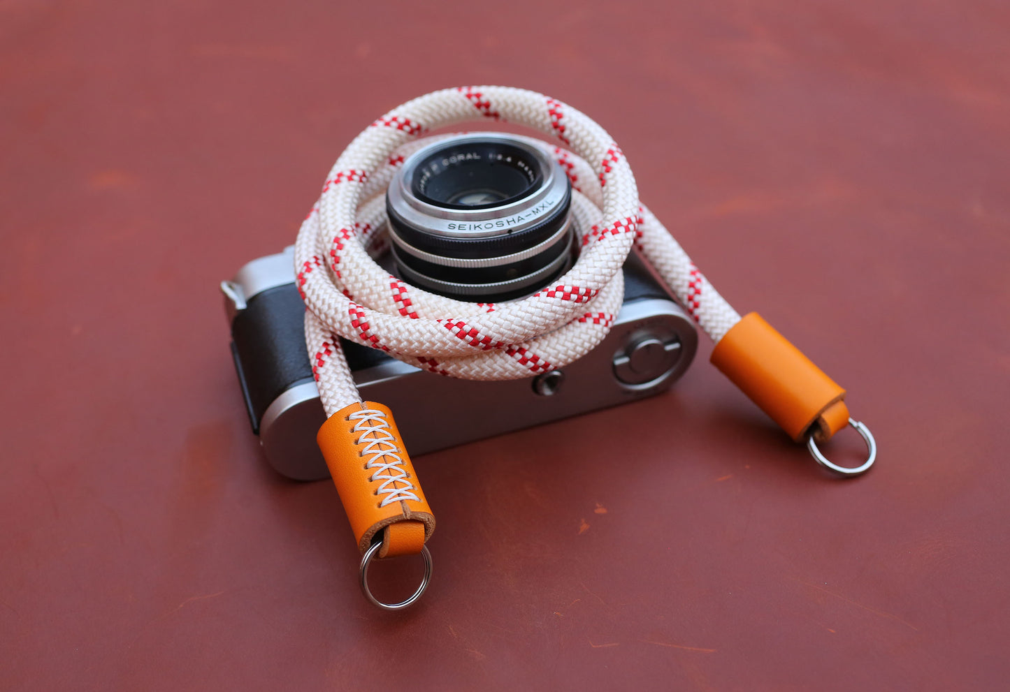 Handmade climbing rope camera strap as a unique gift for photographers