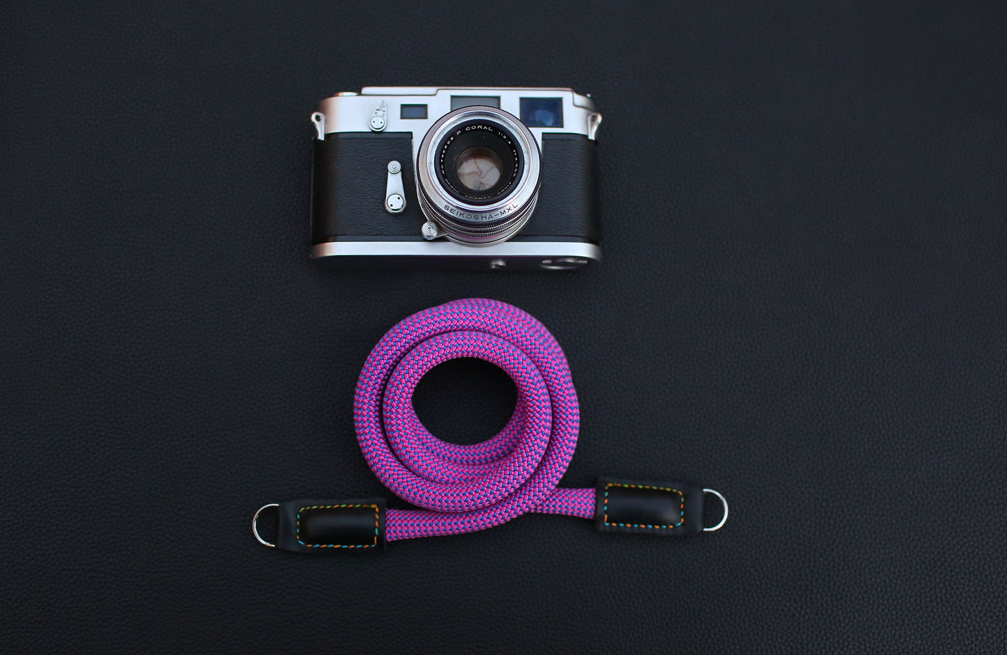 purple camera strap product photo