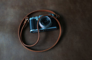 10mm thick brown leather handmade camera neck shoulder strap | windmup