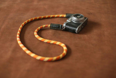 Orange pattern camera neck shoulder strap climbing rope handmade | Windmup - windmup