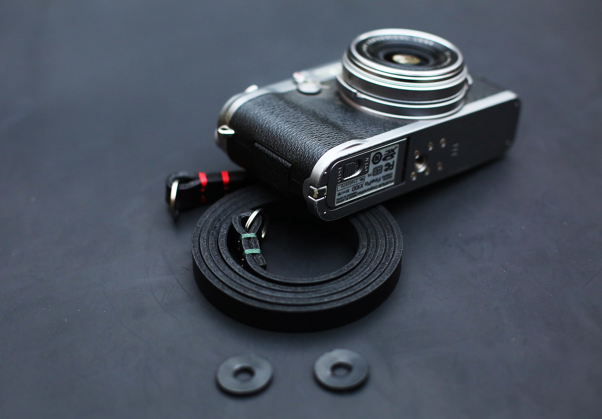 Full-grain black buffalo leather strap designed for long-lasting comfort