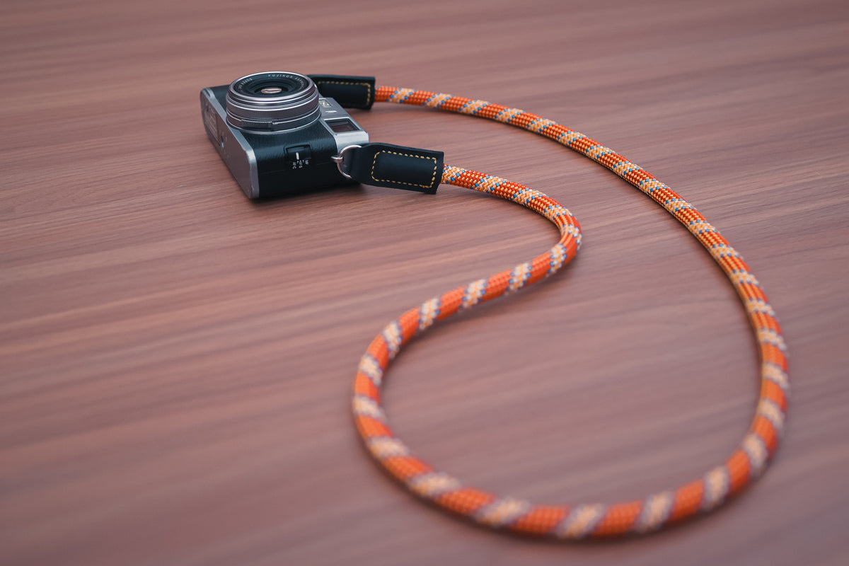 10mm orange climbing rope camera strap for everyday photography