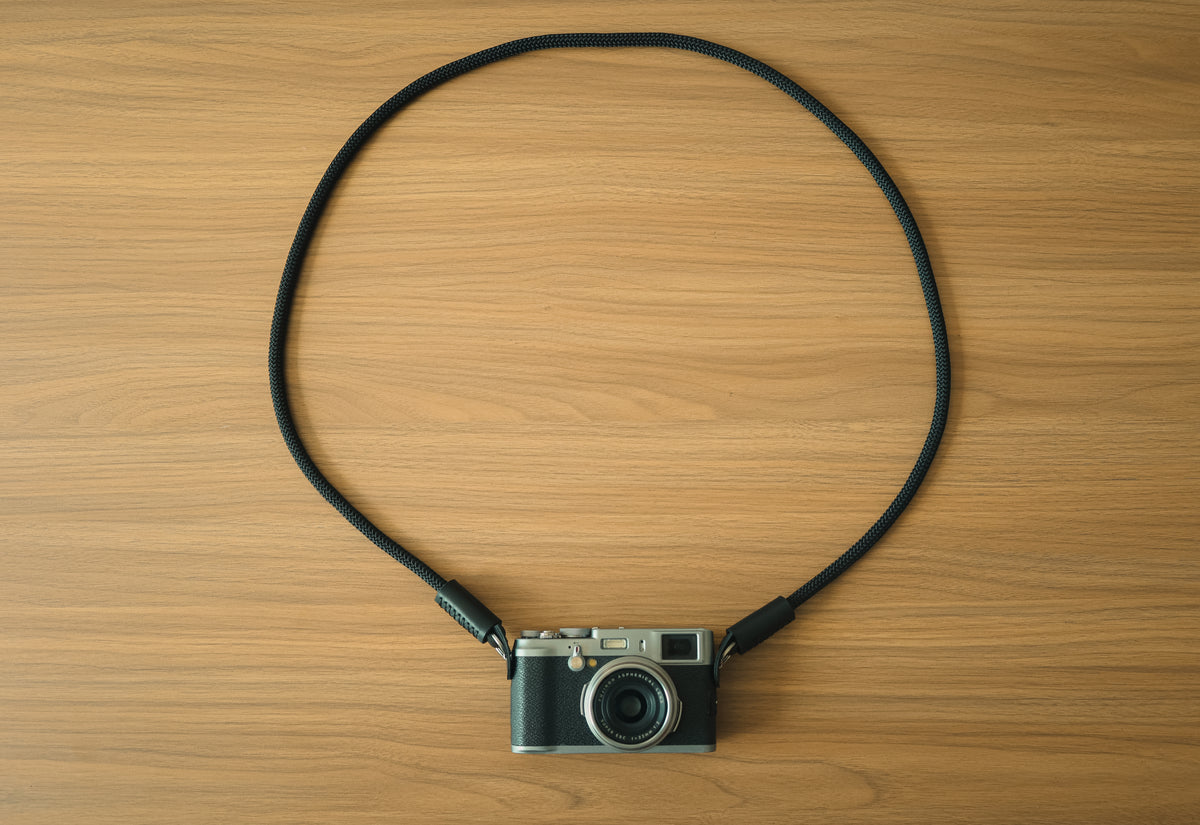 8mm black climbing rope camera strap
