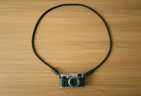 8mm black climbing rope camera strap