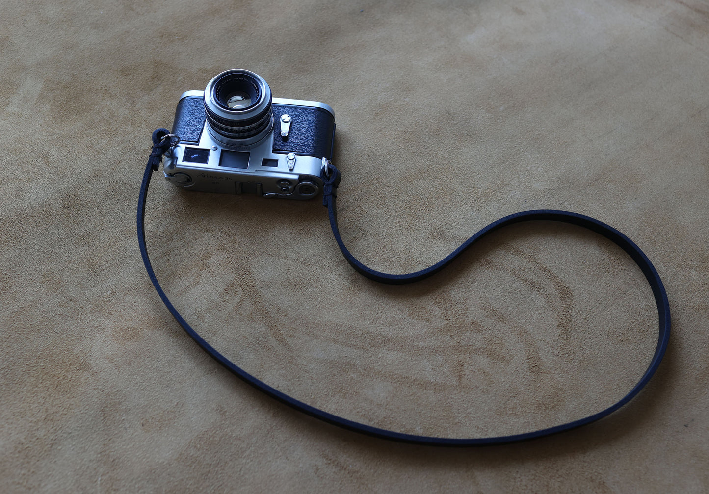Handmade Black Leather Camera Strap – 10mm Wide Full-Grain Buffalo, Minimalist Design