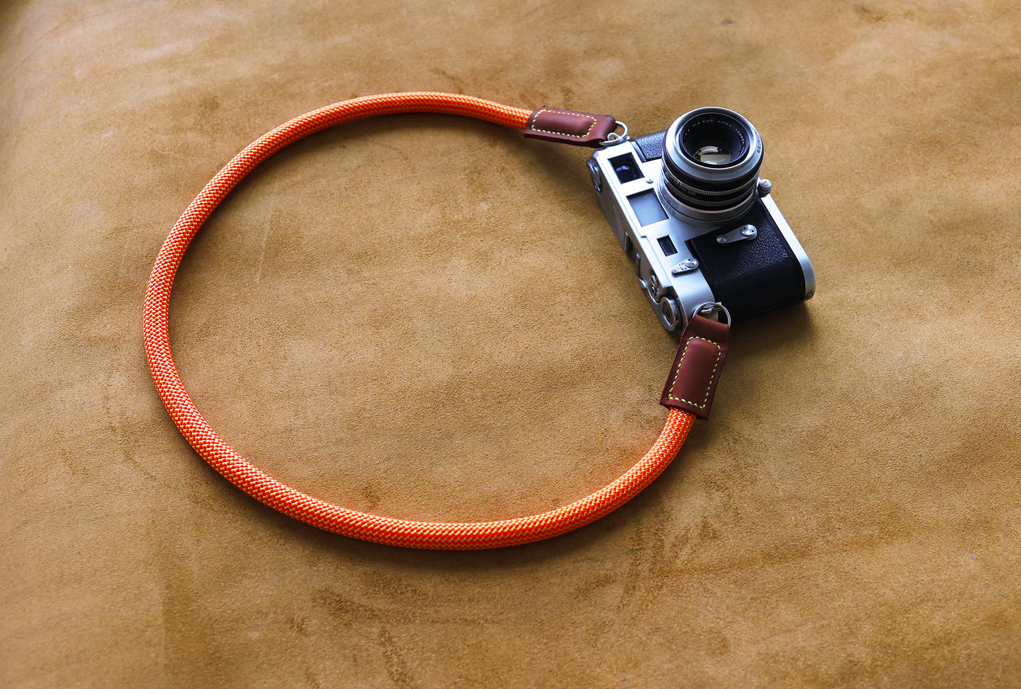 10mm Orange Climbing Rope Camera Strap Handmade by Windmup