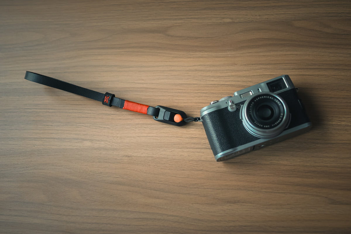Black Leather Camera Wrist Strap with Quick Release