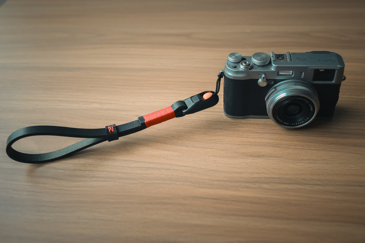 Black Leather Camera Wrist Strap with Quick Release