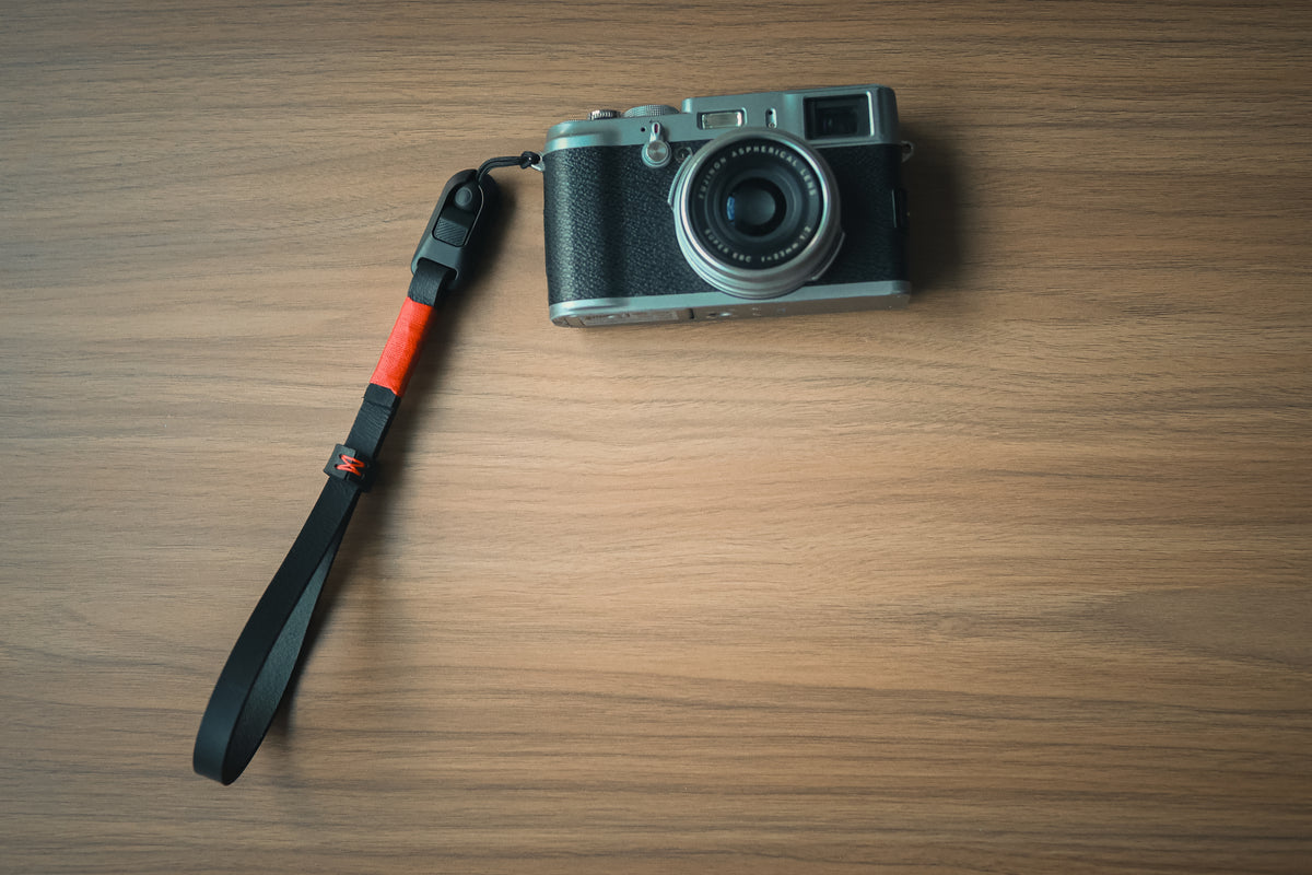 Black Leather Camera Wrist Strap with Quick Release