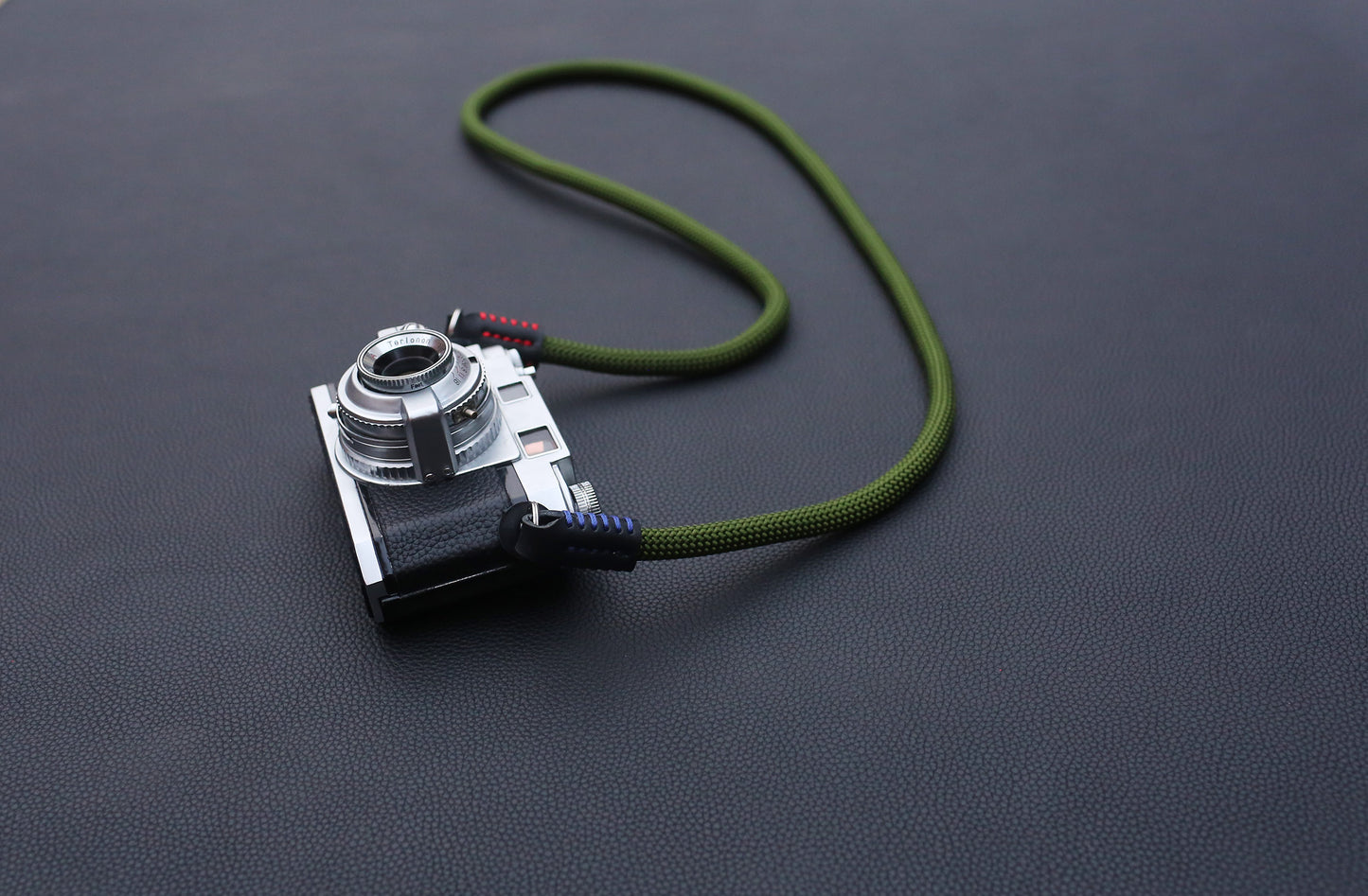 10mm climbing rope camera strap flat lay