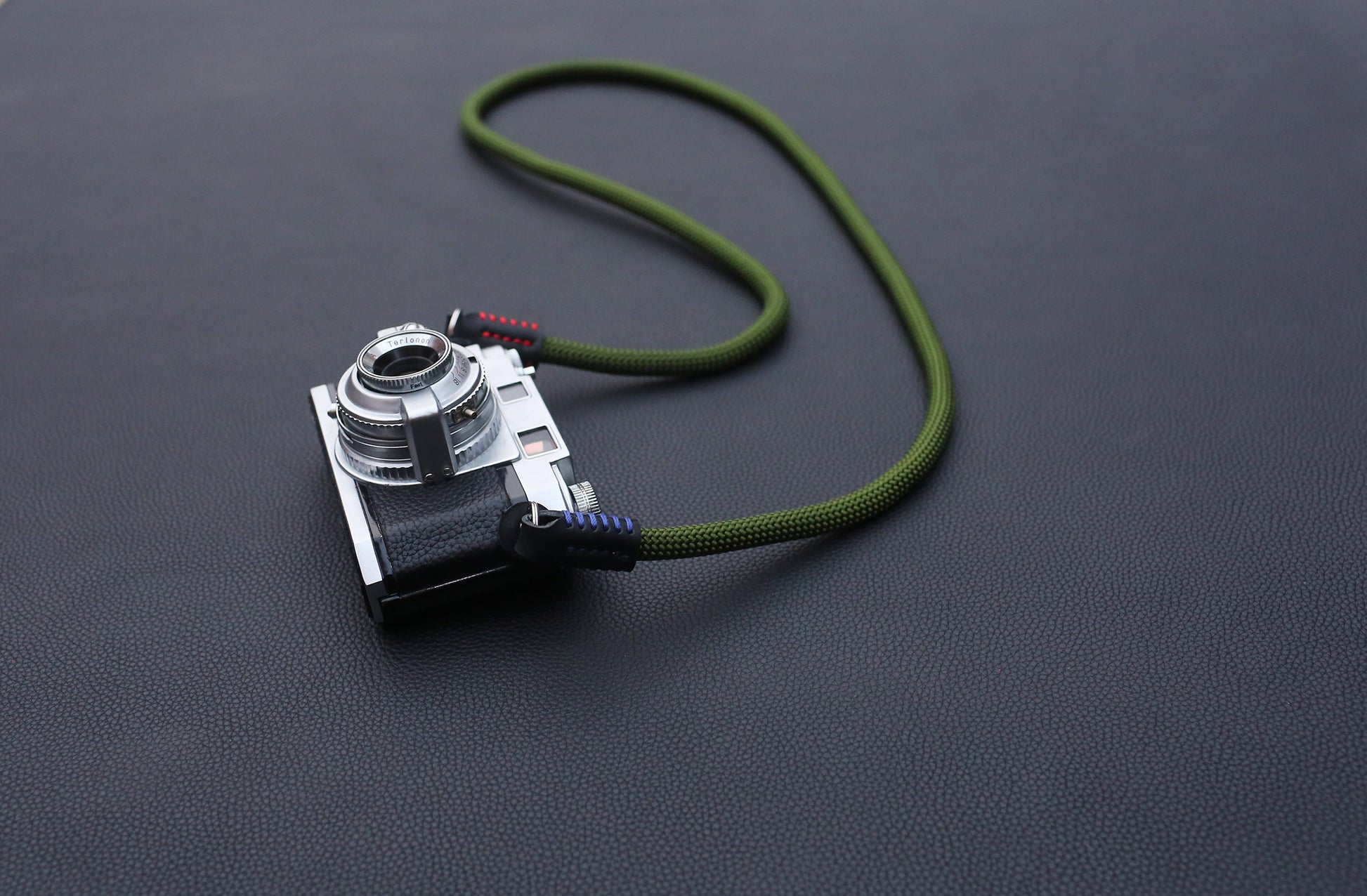 10mm climbing rope camera strap flat lay