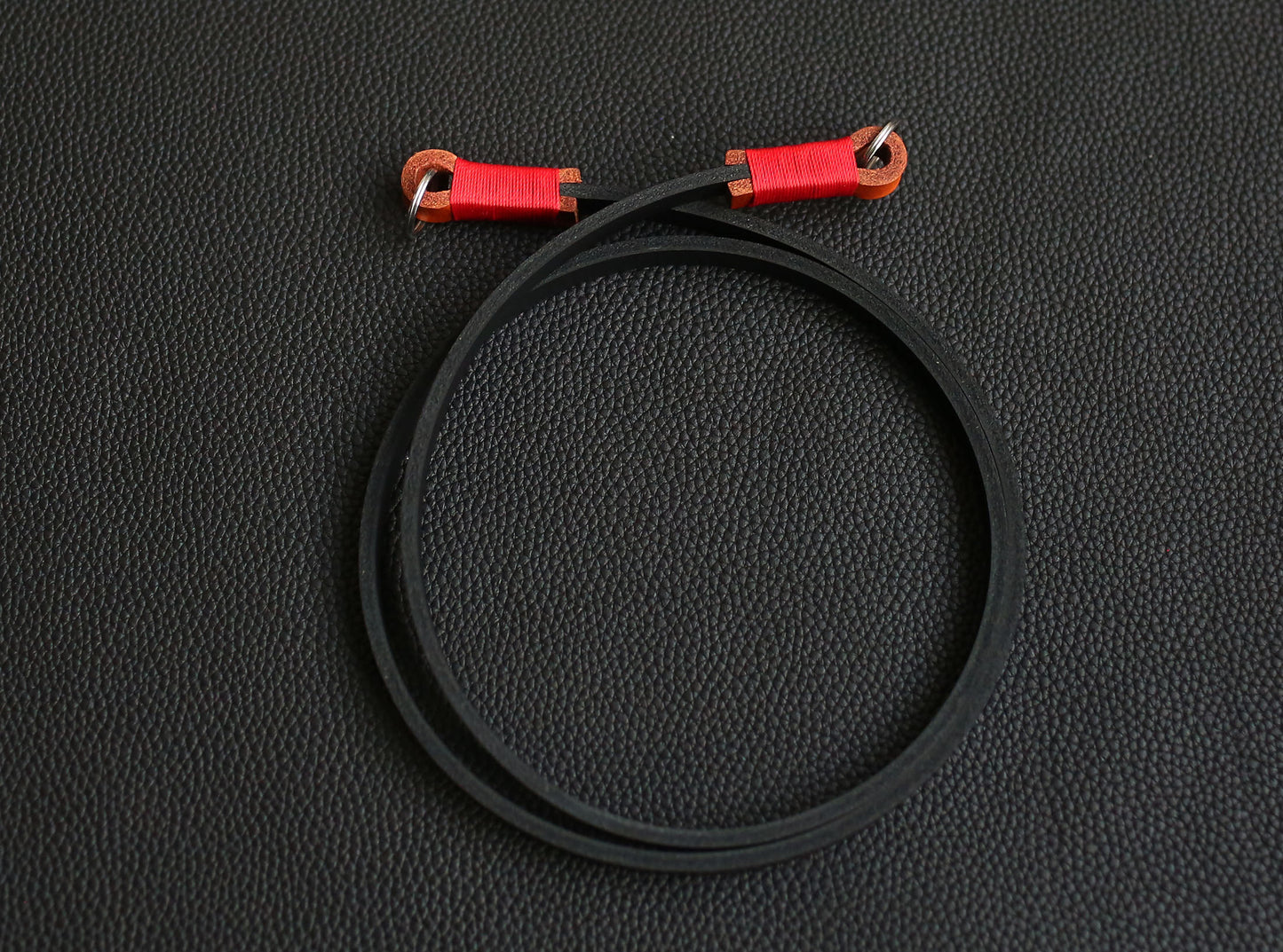 black leather camera strap