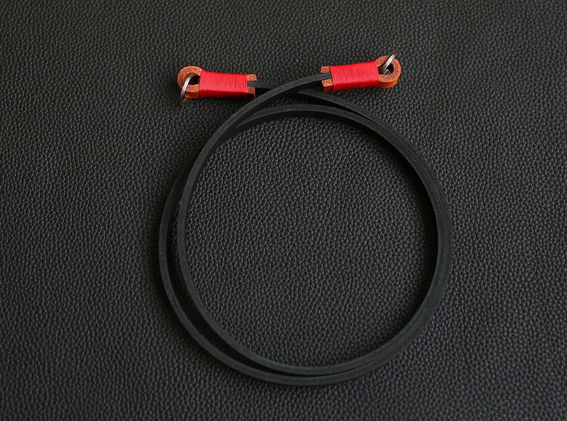 black leather camera strap