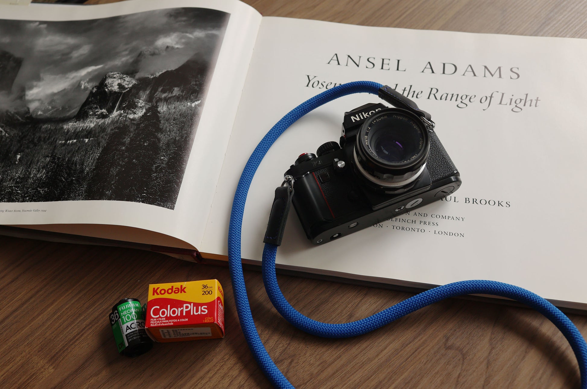 Handmade blue camera strap gift for photographers