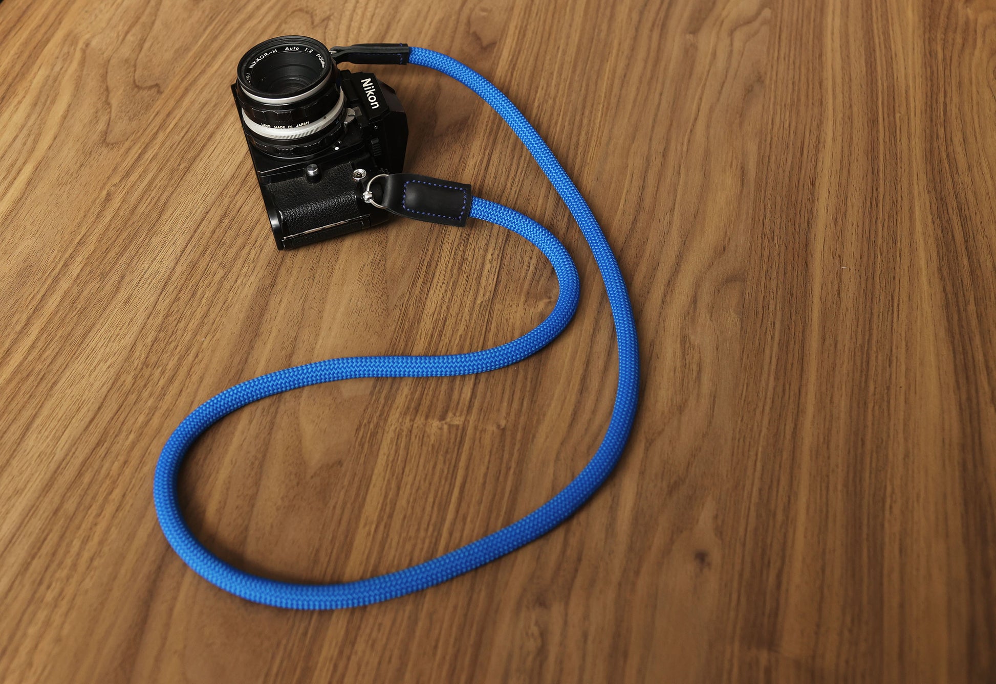 Handmade blue strap designed for photographers