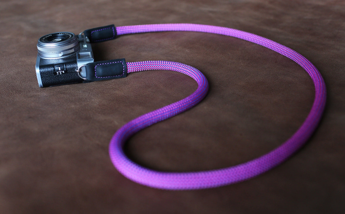 Purple rope camera strap for Fujifilm mirrorless camera