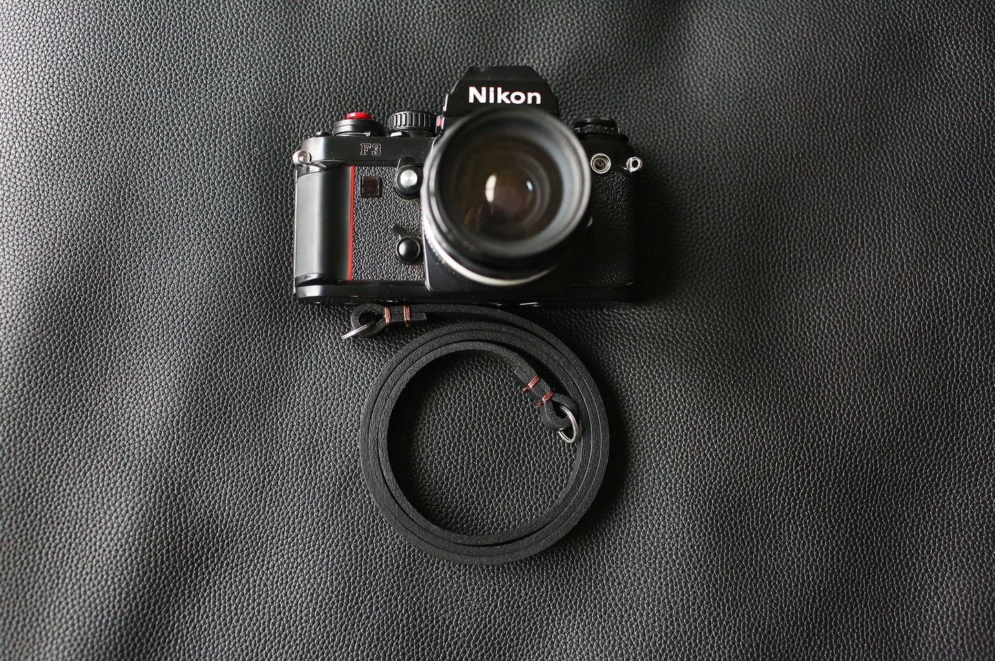 Close-up of buffalo leather texture and stitching