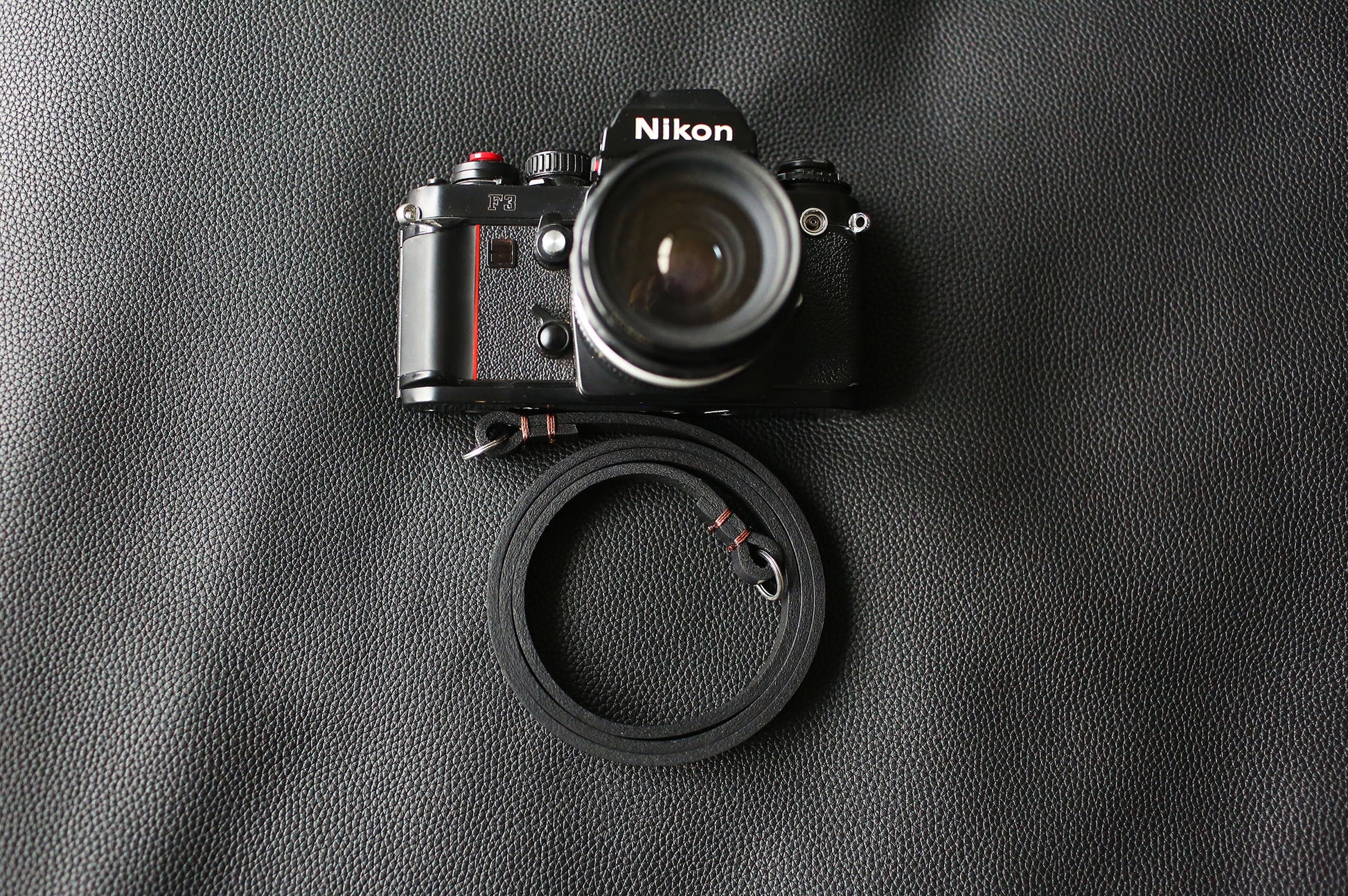 Close-up of buffalo leather texture and stitching