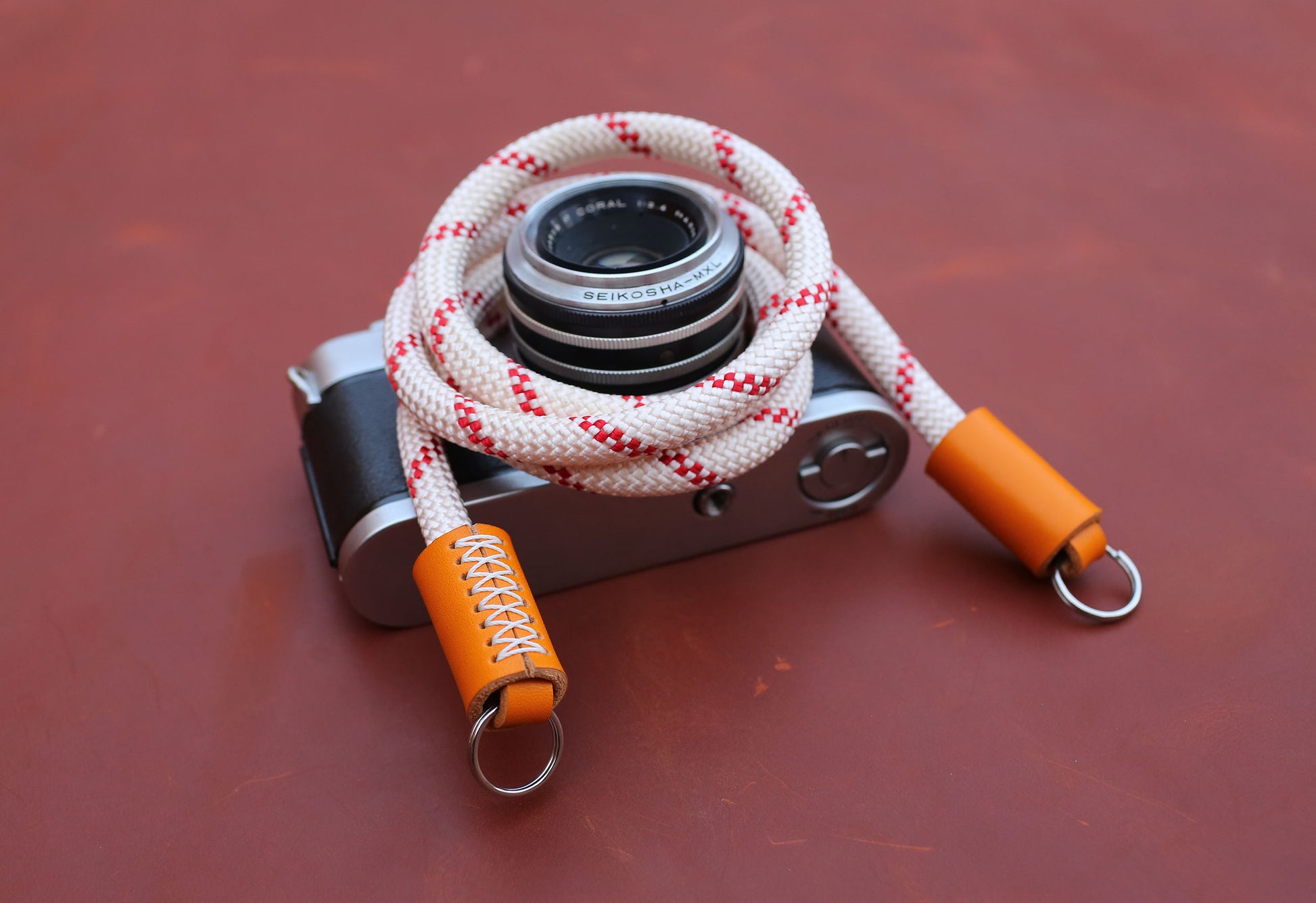 Handmade climbing rope camera strap as a unique gift for photographers