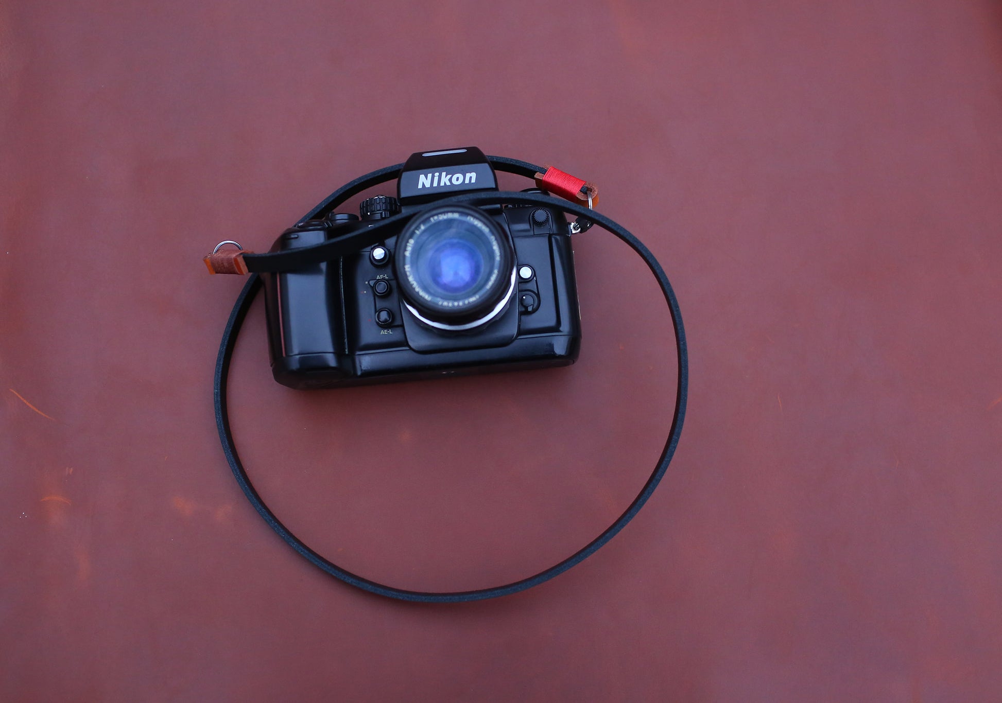 8 mm slim leather camera strap handmade