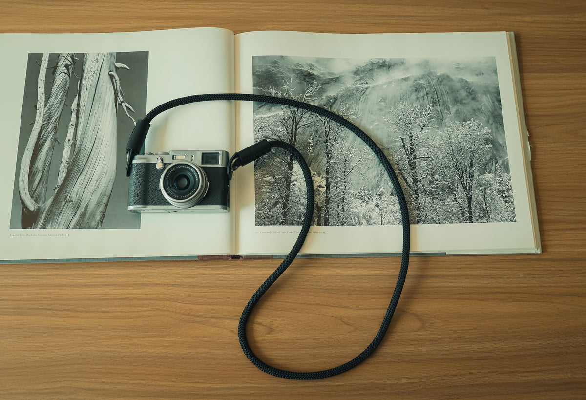 lightweight black climbing rope camera strap