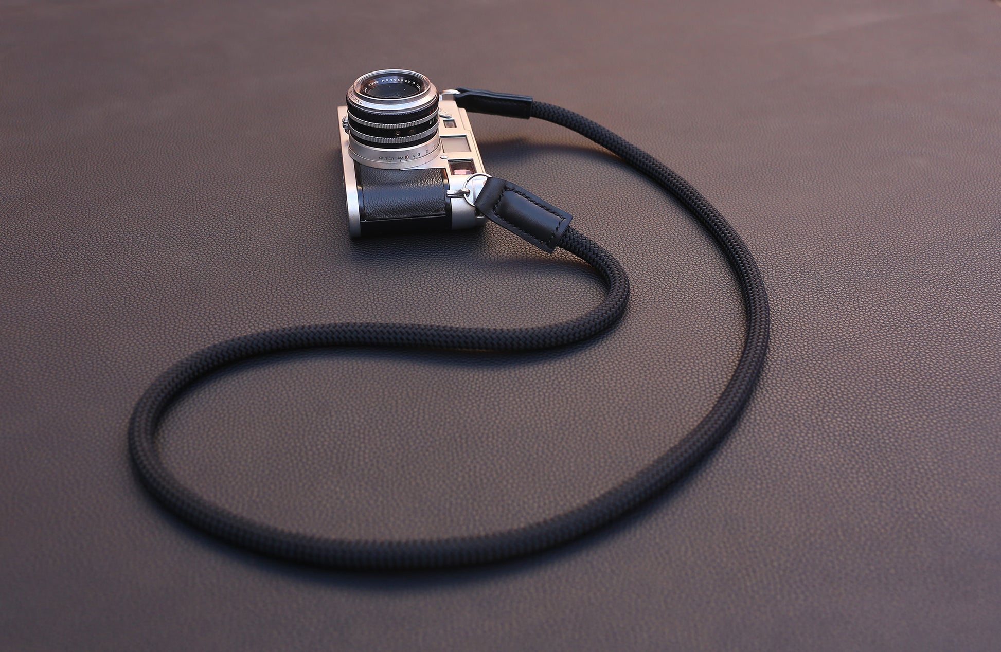 black rope camera strap