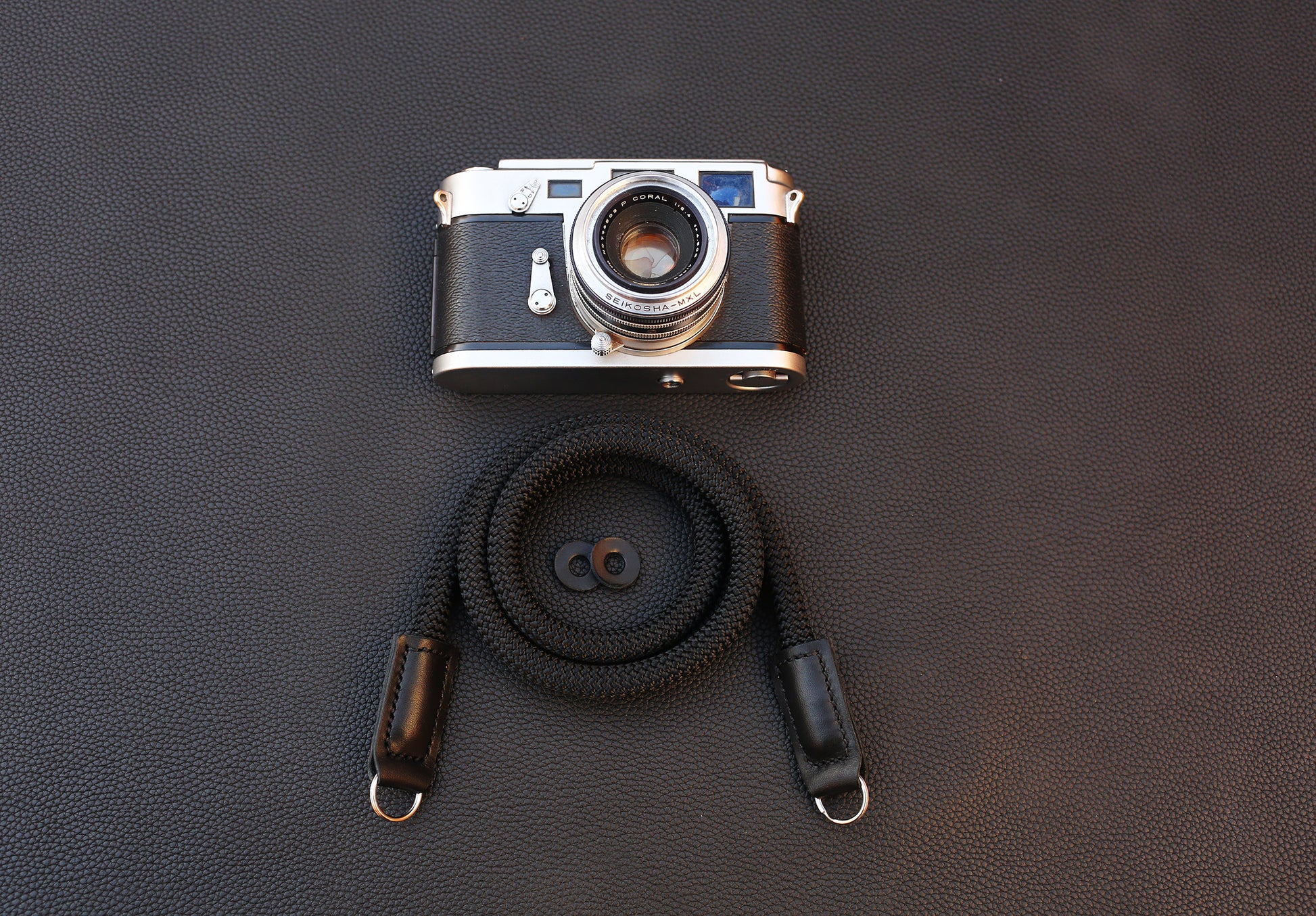 climbing rope black camera strap