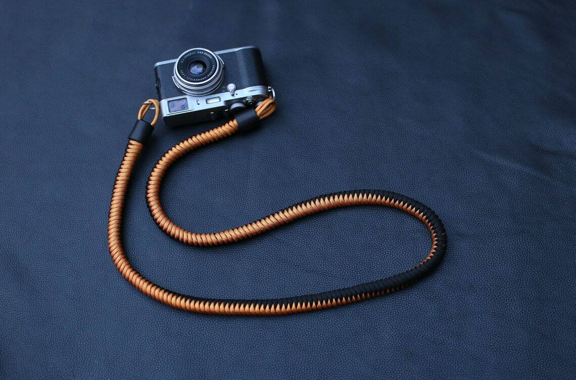 black gold braided camera strap