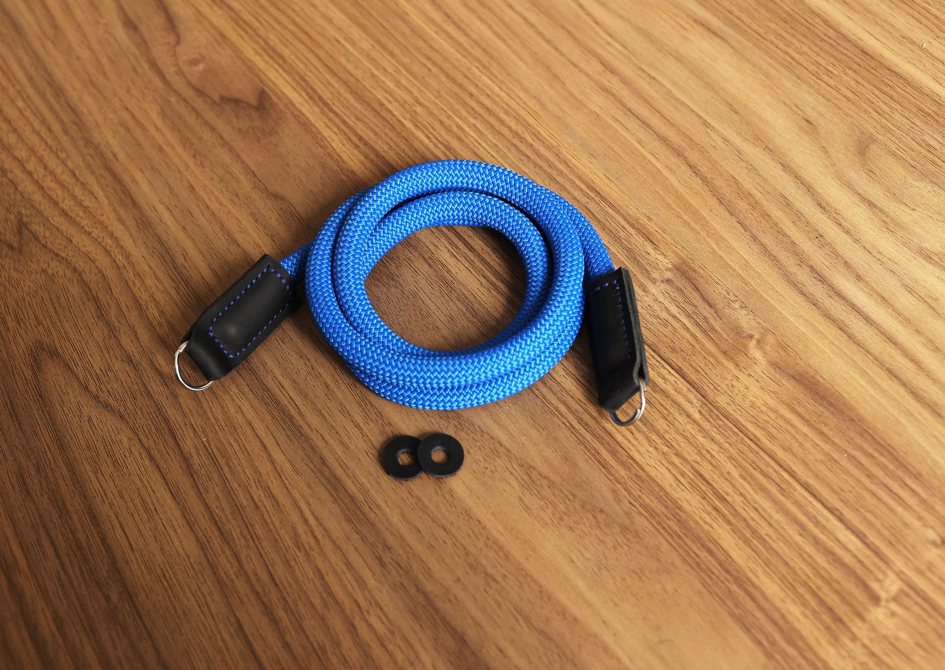 Windmup handmade blue climbing rope camera strap