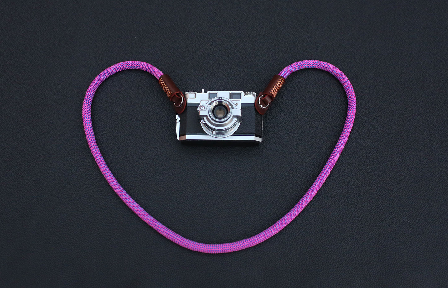 handmade purple rope strap on vintage camera