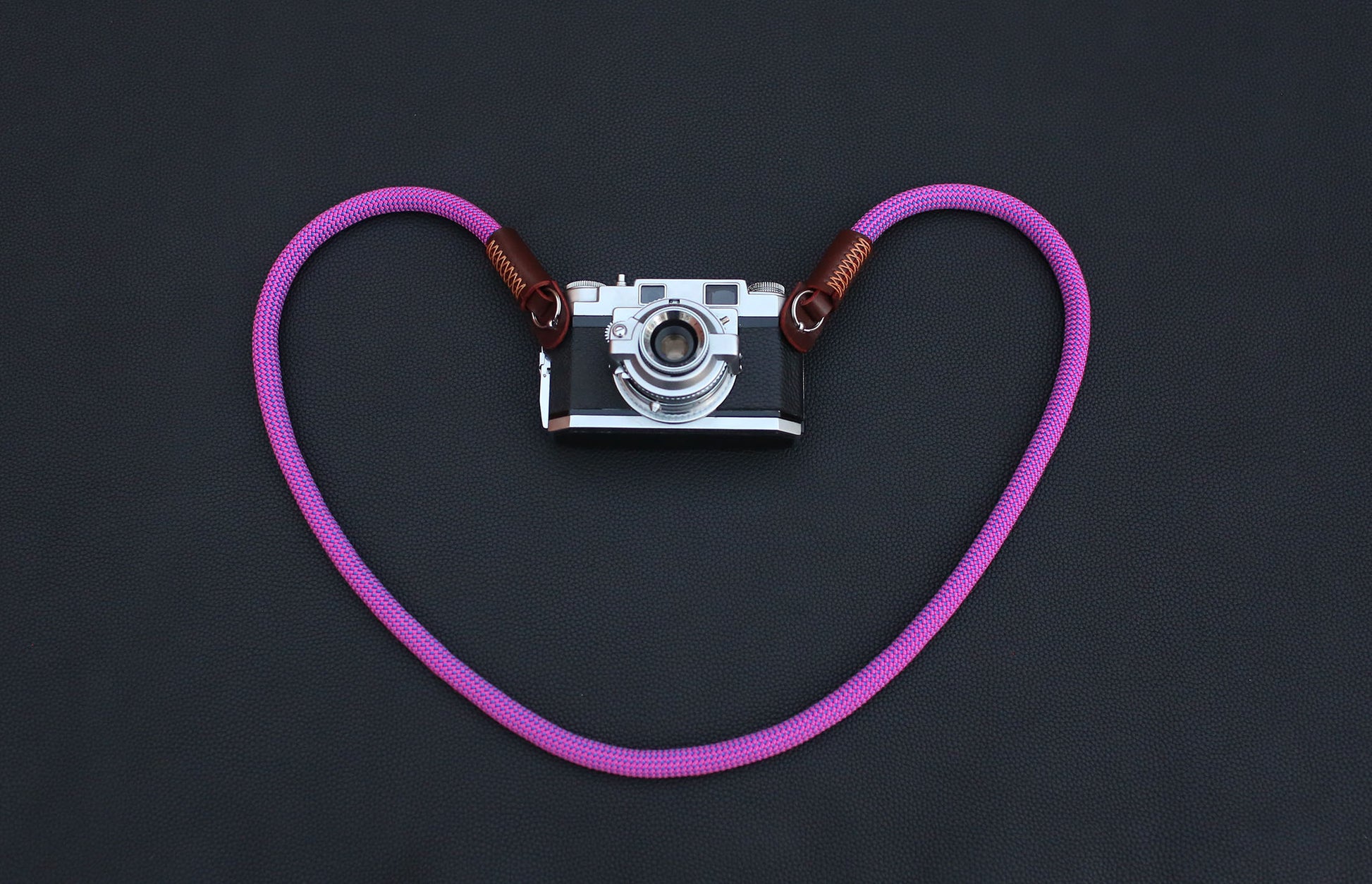 handmade purple rope strap on vintage camera
