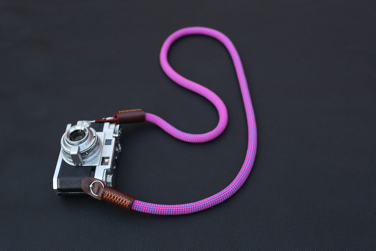 khaki stitched leather connector