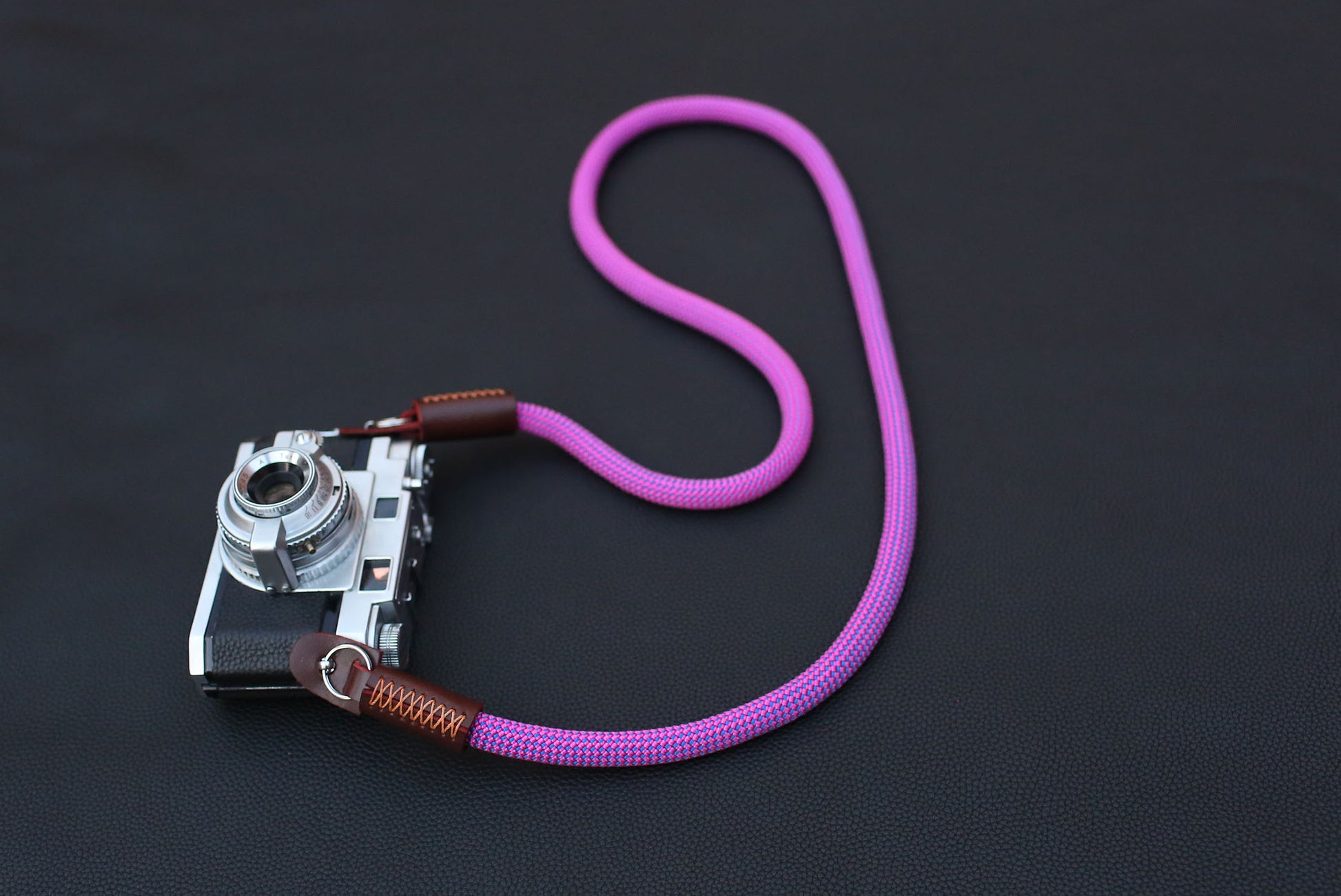 khaki stitched leather connector