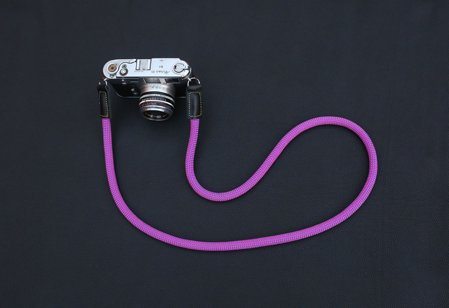 side view of leather end and metal ring