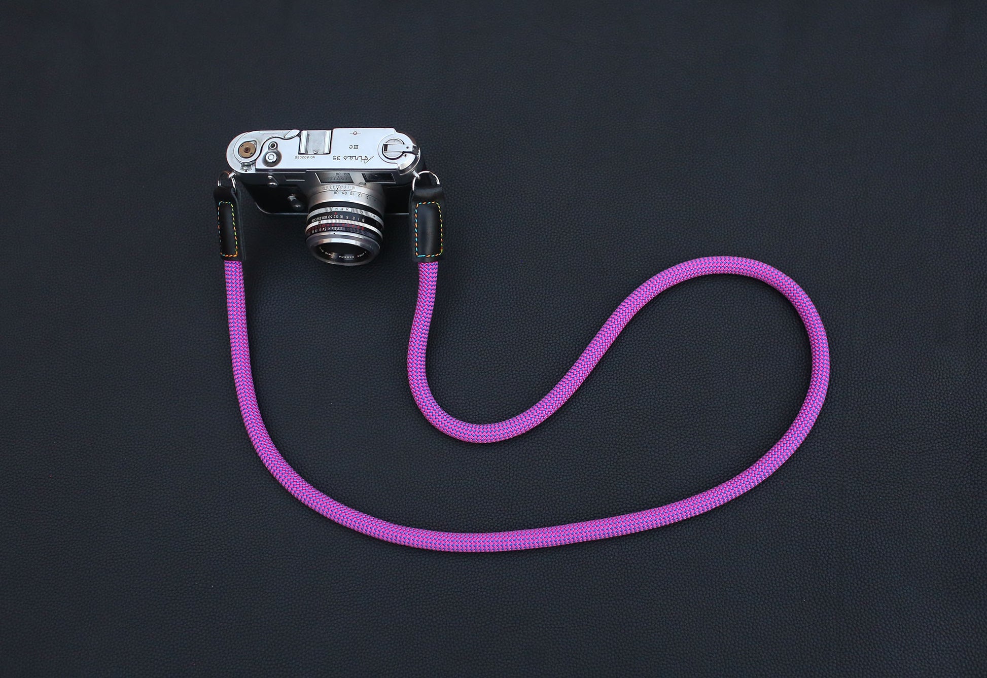 side view of leather end and metal ring