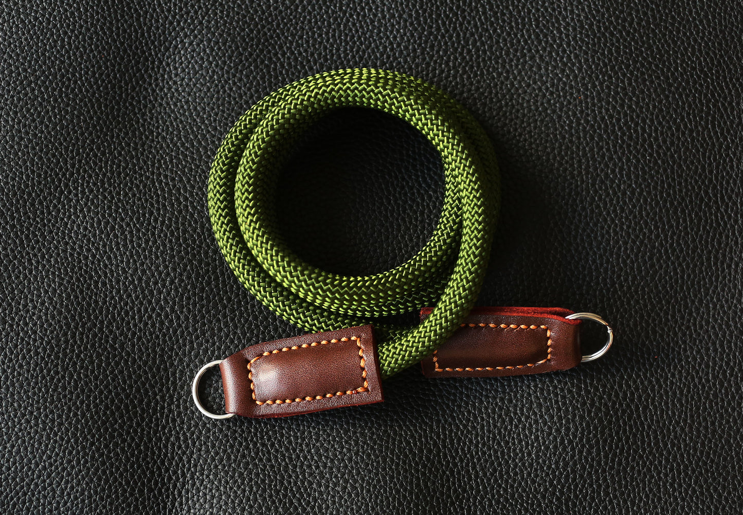 green climbing rope camera strap