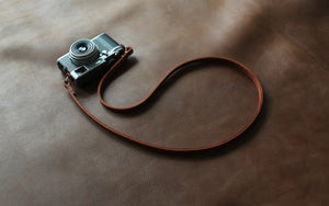 10mm thick brown leather handmade camera neck shoulder strap | windmup