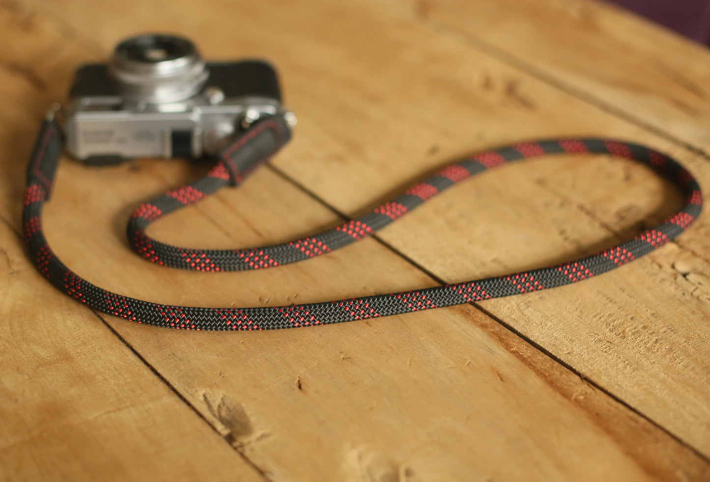 street photography setup with climbing rope neck strap