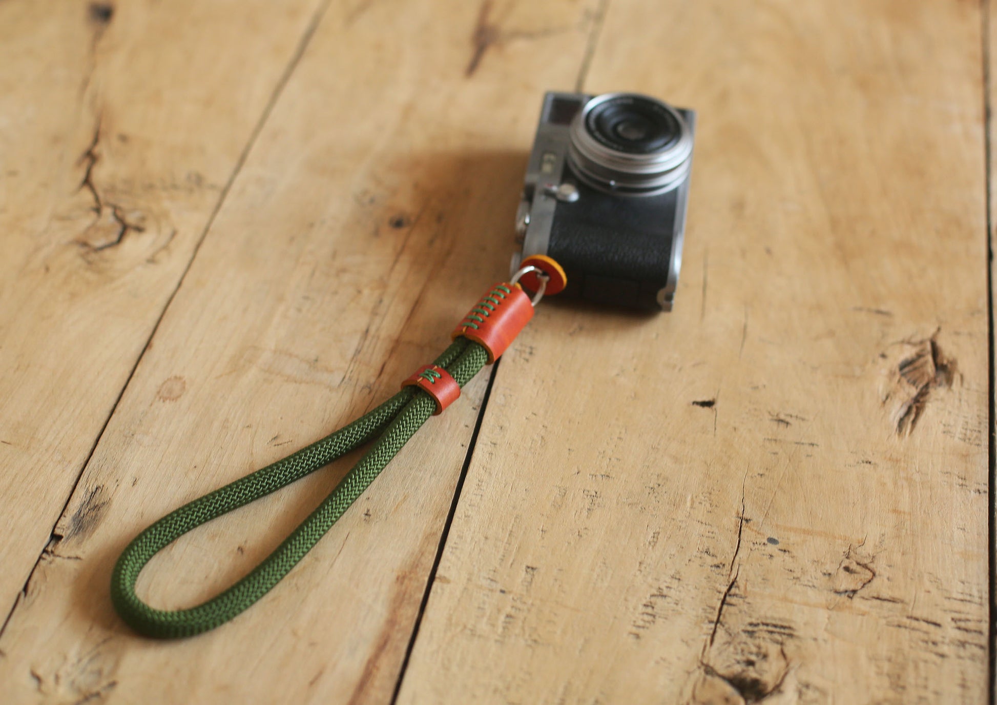 Army green soft camera wrist strap band climbing rope 10mm Handmade | windmup - windmup