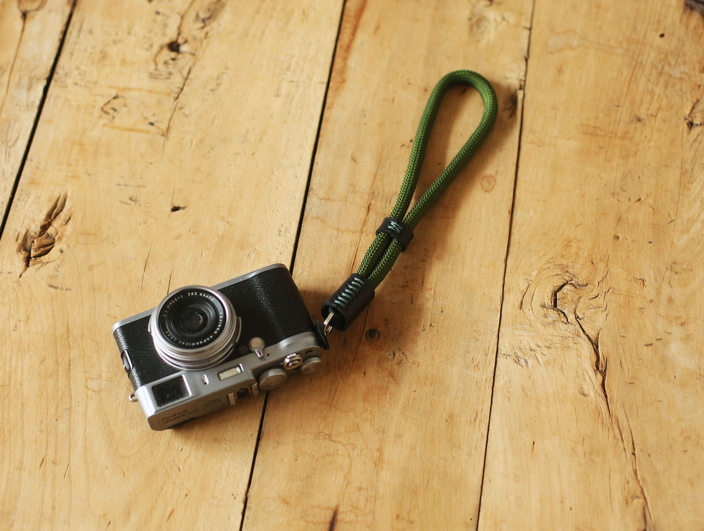 Compact 10mm wrist strap for secure camera grip