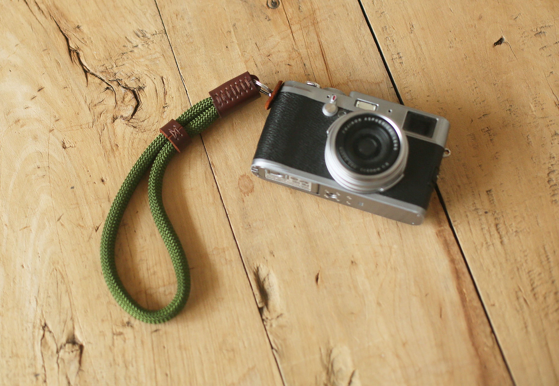 Camera wrist strap with outdoor-inspired design