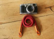 Best Camera Strap Handmade Red and black spots climbing rope brown leather | windmup.com - windmup