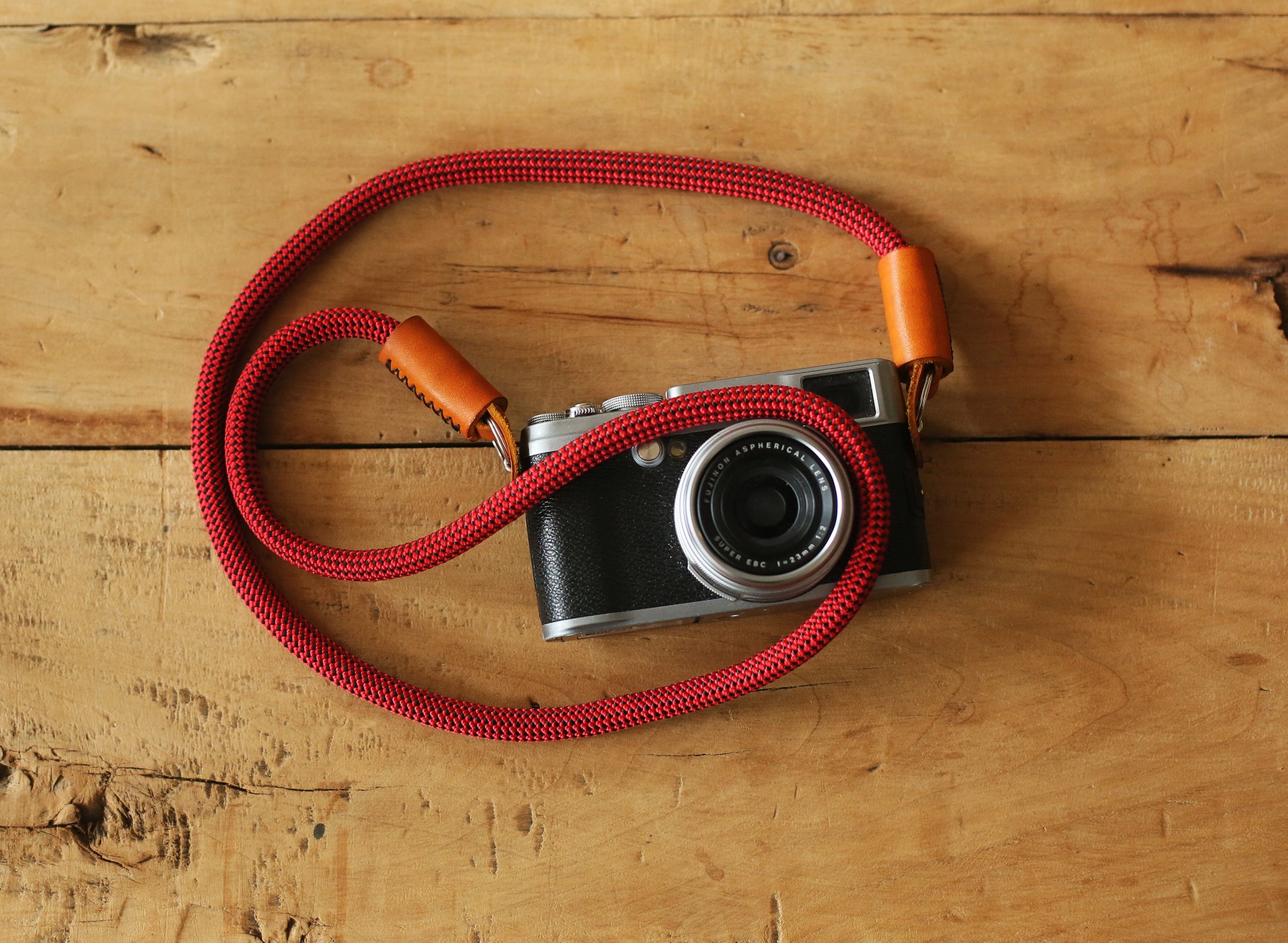 Best Camera Strap Handmade Red and black spots climbing rope brown leather | windmup.com - windmup