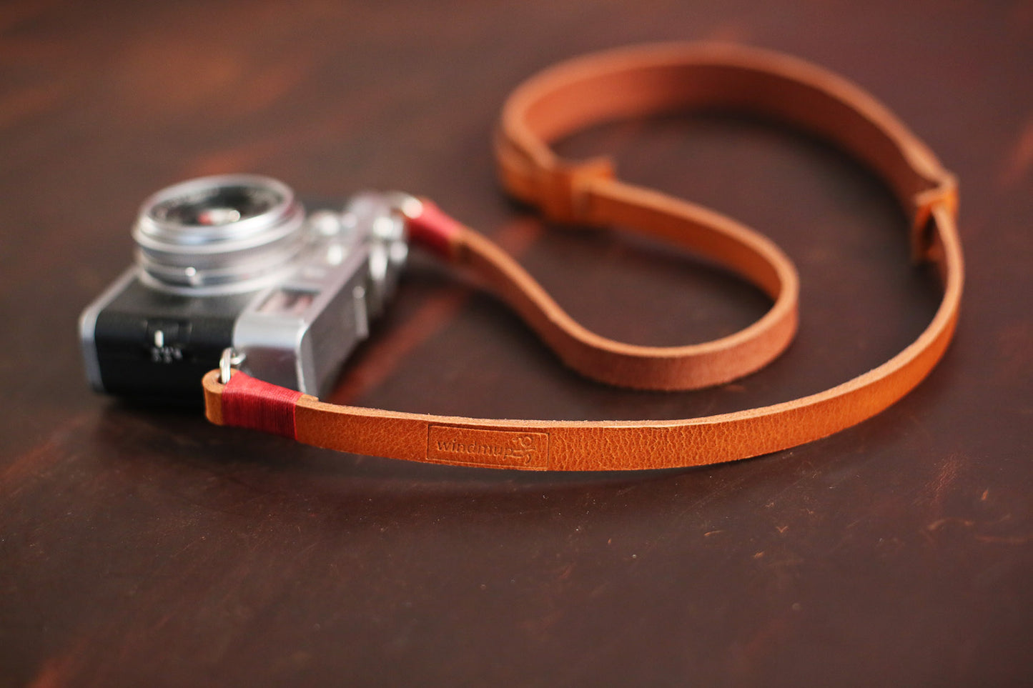 Brown leather camera strap handmade shoulder pad | windmup - windmup