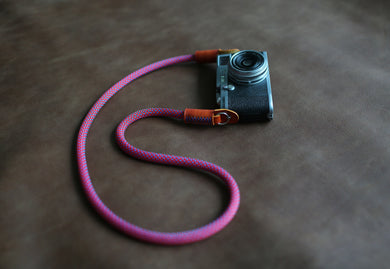 COOL-Red-blue-Spot-Climbing-rope-10mm-brown-leather-handmade-Camera-strap