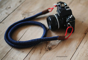 Handmade weave camera neck strap dark blue soft &windmup.com - windmup