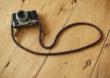 Camera neck strap customizable handmade black pattern climbing rope black leather 10mm | Windmup - windmup