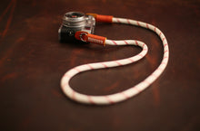 Camera neck strap white pattern climbing rope brown leather | Windmup.com - windmup