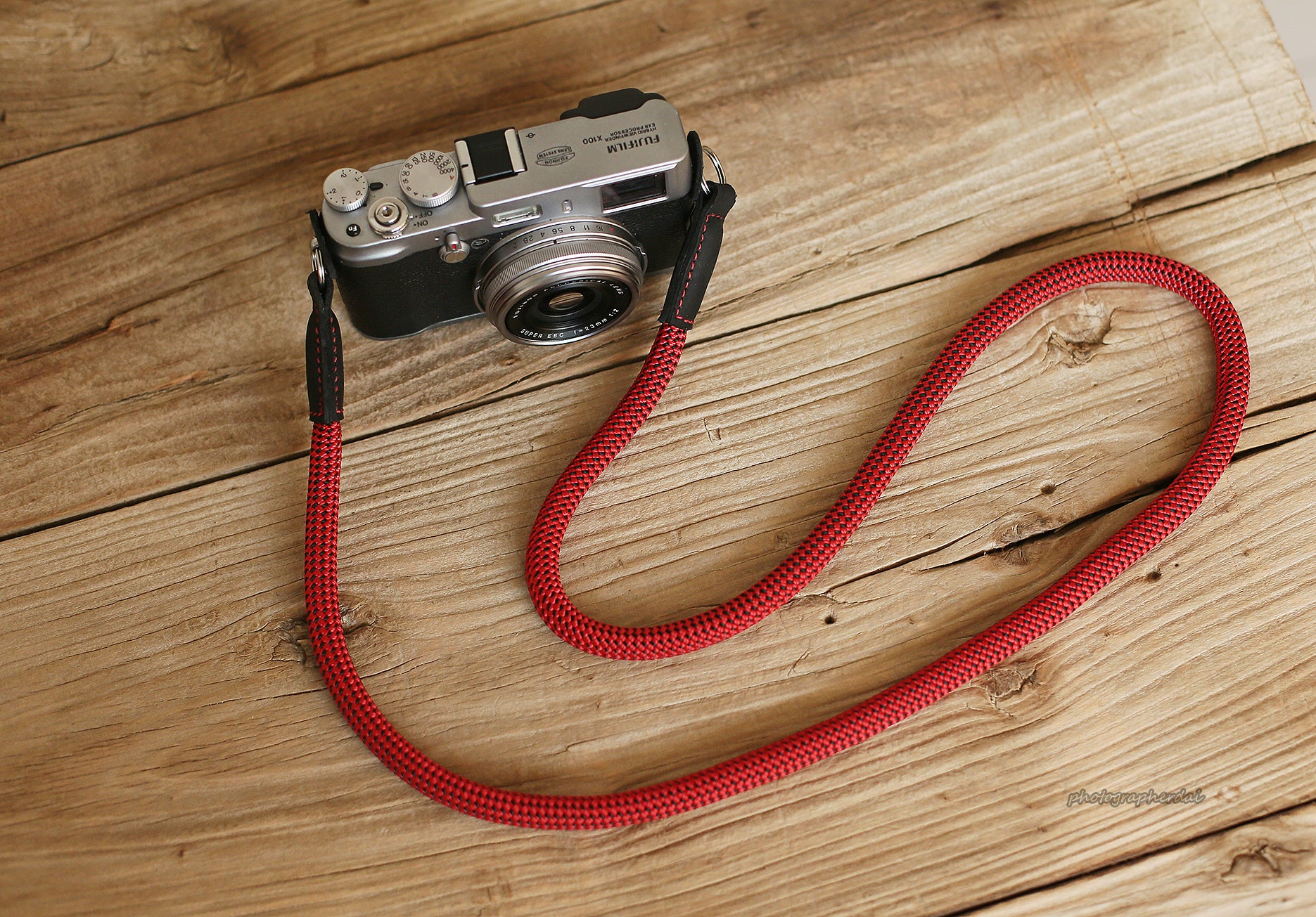 Camera strap handmade mystery red climbing rope B leather | windmup.com - windmup